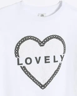 River Island Girls embossed cropped graphic t-shirt White Sale