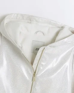 River Island Girls glitter hooded rain coat White Fashion
