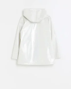 River Island Girls glitter hooded rain coat White Fashion
