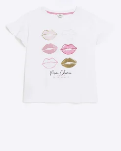 River Island Girls graphic frill t-shirt White Sale