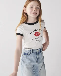 River Island Girls lips graphic crop t-shirt White Fashion