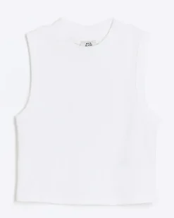 River Island Girls rib high neck tank top White New