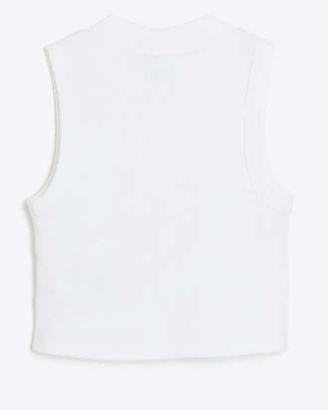 River Island Girls rib high neck tank top White New