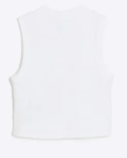 River Island Girls rib high neck tank top White New