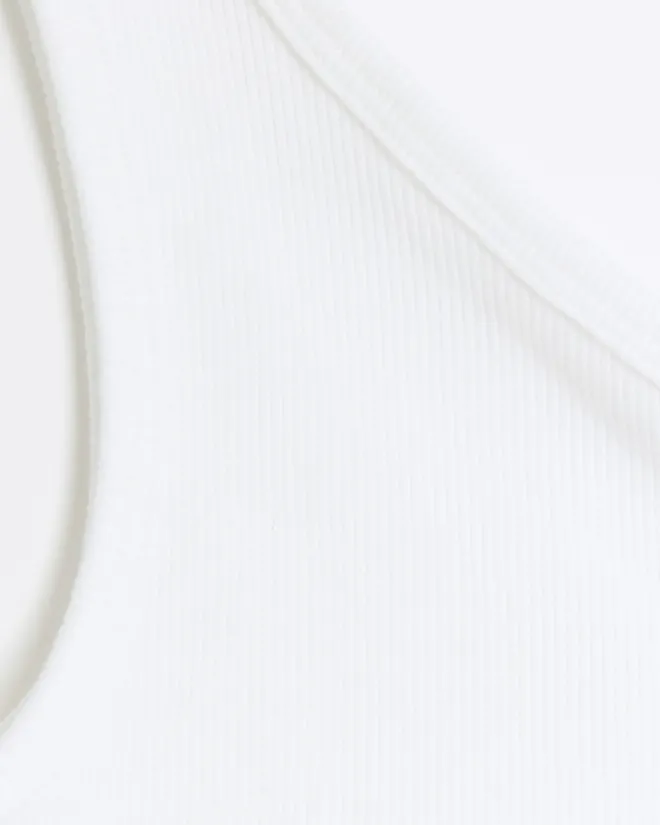River Island Girls rib one shoulder vest top White Online
