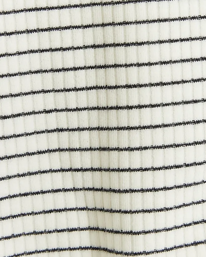 River Island Girls rib stripe high neck tank top White New