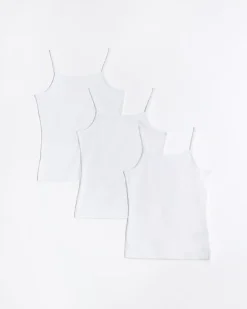 River Island Girls strappy vests 3 pack White Discount