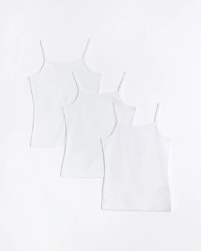 River Island Girls strappy vests 3 pack White Discount