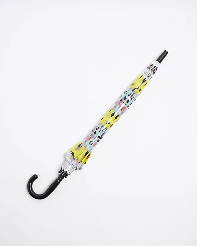 River Island Girls leopard print umbrella Yellow New