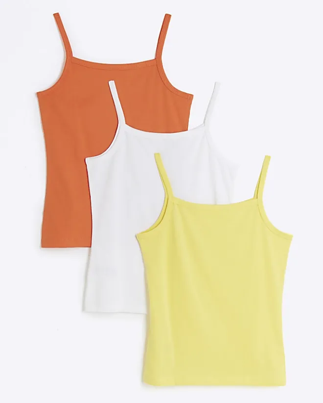 River Island Girls Vest 3 pack Yellow Fashion