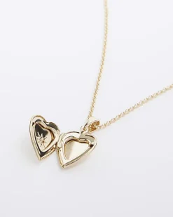 River Island Gold April Birthstone Heart Necklace Yellow Discount