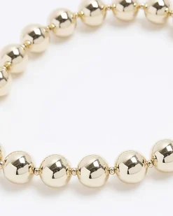 River Island Gold Ball Necklace Yellow Online
