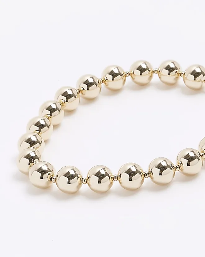 River Island Gold Ball Necklace Yellow Online