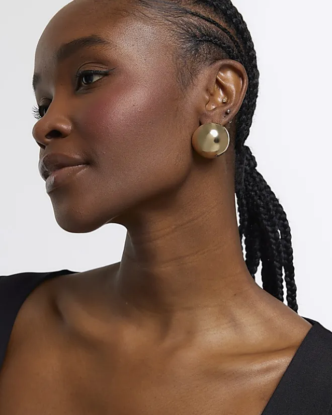 River Island Gold Ball Stud Earrings Yellow Online
