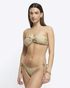 River Island Gold bandeau bikini top Yellow Online