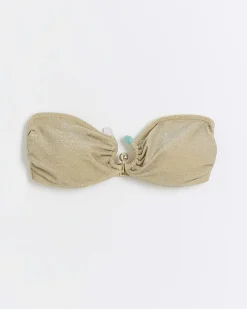 River Island Gold bandeau bikini top Yellow Online