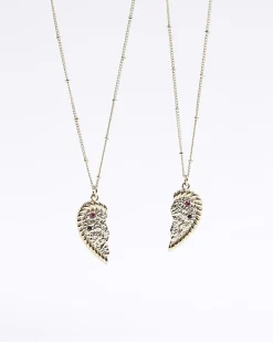 River Island Gold Best Friend Heart Necklace Yellow Online