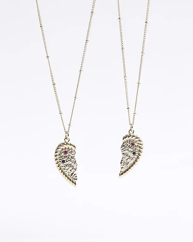 River Island Gold Best Friend Heart Necklace Yellow Online