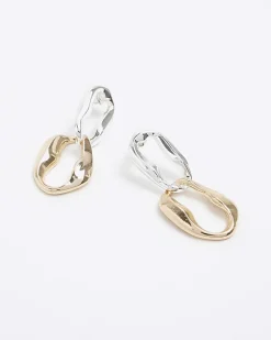 River Island Gold chain link drop earrings White Outlet