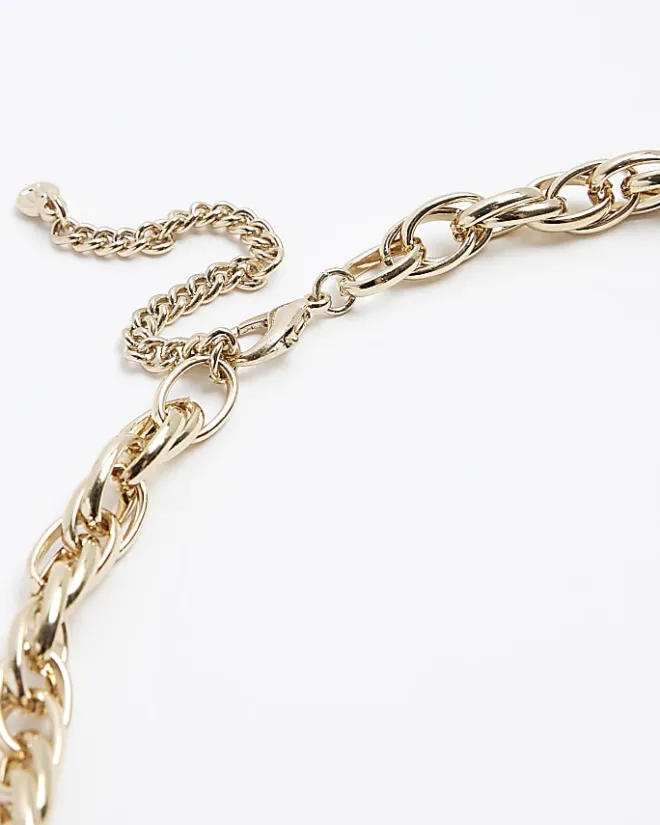 River Island Gold chunky chain link necklace Yellow Online
