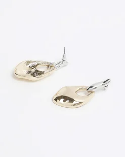 River Island Gold chunky drop earrings White Discount
