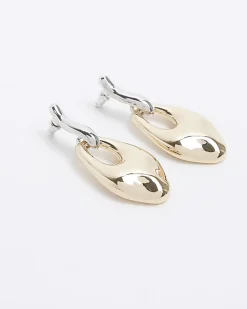 River Island Gold chunky drop earrings White Discount