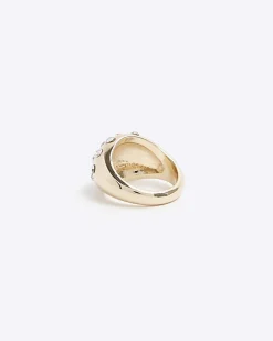 River Island Gold Chunky Ring Yellow Online