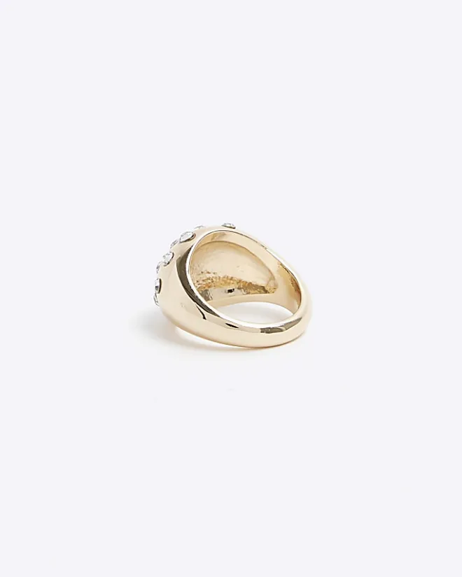 River Island Gold Chunky Ring Yellow Online