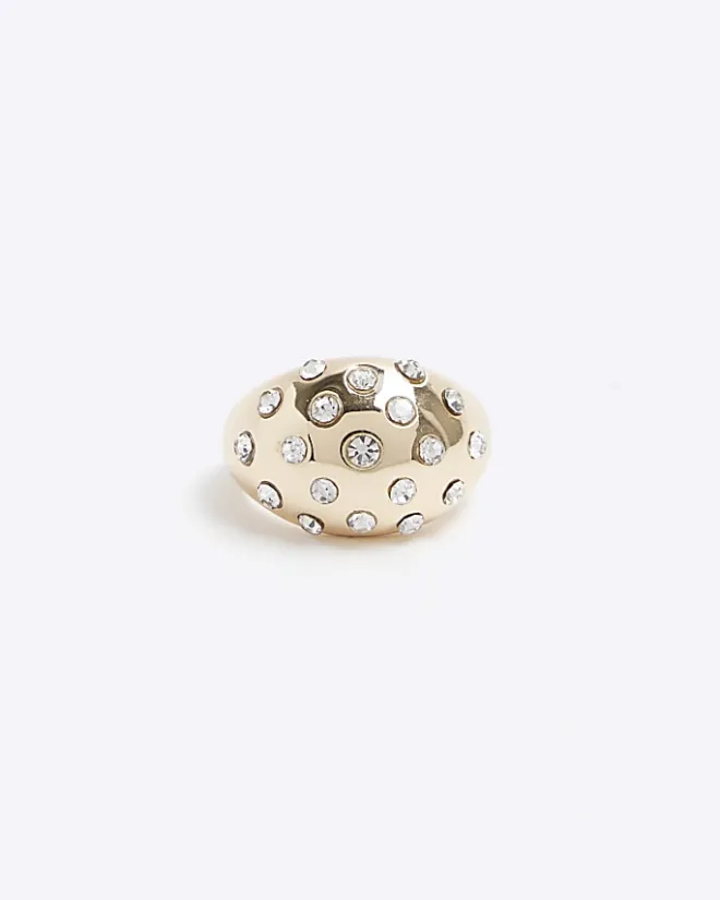 River Island Gold Chunky Ring Yellow Online