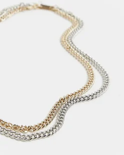 River Island Gold colour chain necklace multipack White New