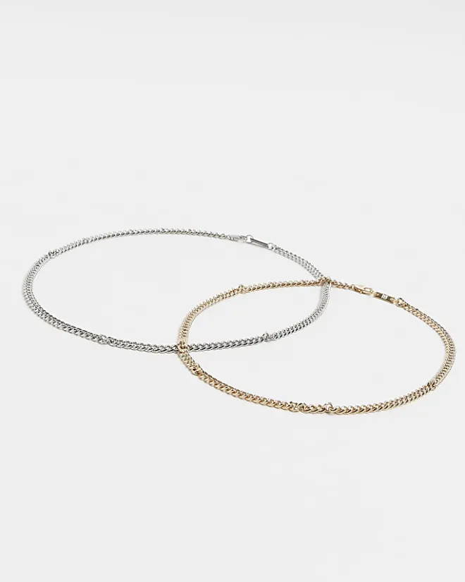 River Island Gold colour chain necklace multipack White New