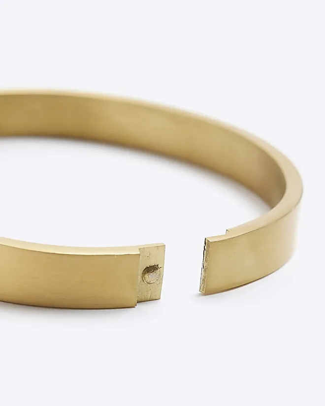 River Island Gold colour stainless steel bangle bracelet Yellow Discount
