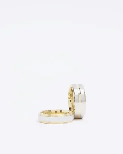 River Island Gold colour stainless steel rings multipack White Online