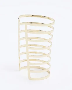 River Island Gold Cuff Chunky Bracelet Yellow Sale