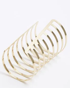 River Island Gold Cuff Chunky Bracelet Yellow Sale