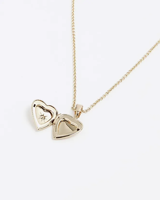 River Island Gold December Birthstone Heart Necklace Yellow Outlet