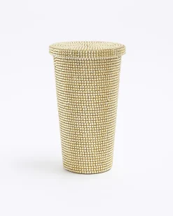 River Island Gold Diamante Cup Yellow Best