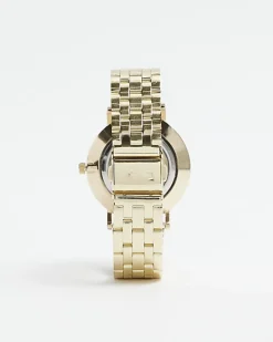 River Island Gold Diamante Face Watch Yellow Sale