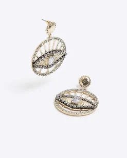 River Island Gold eye embellished earrings Yellow Online