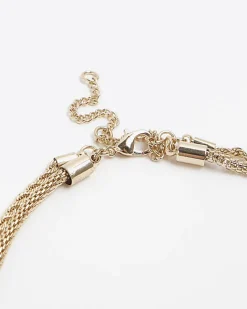 River Island Gold heart tag multirow necklace Yellow Fashion