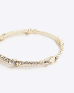 River Island Gold Heart Tie Up Bracelet Yellow Hot