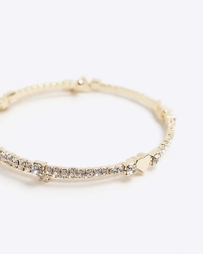 River Island Gold Heart Tie Up Bracelet Yellow Hot