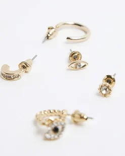 River Island Gold hoop and stud earrings multipack Yellow New