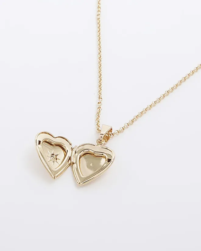 River Island Gold January Birthstone Heart Necklace Yellow Fashion