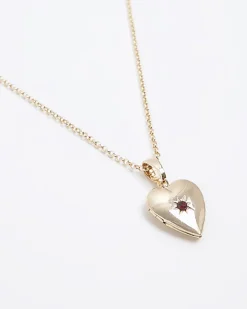 River Island Gold January Birthstone Heart Necklace Yellow Fashion