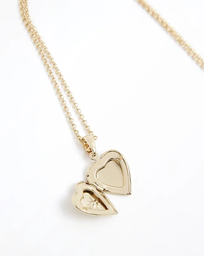 River Island Gold June Birthstone Heart Necklace Yellow Discount