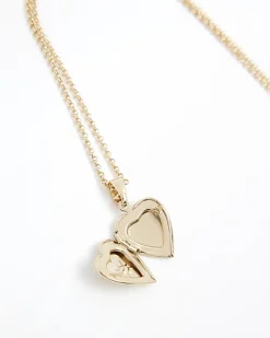 River Island Gold June Birthstone Heart Necklace Yellow Discount