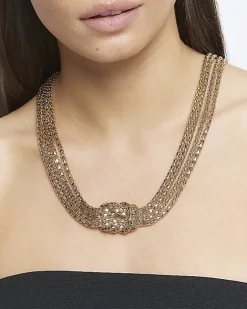 River Island Gold knot necklace Yellow Online