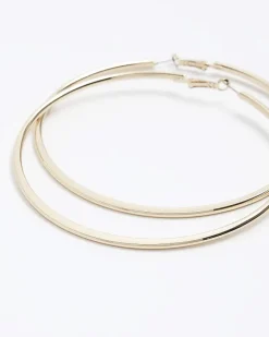 River Island Gold Large Hoop Earrings Yellow Clearance
