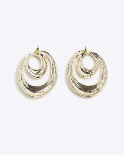 River Island Gold Large Swirl Stud Earrings Yellow Fashion